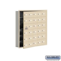 Salsbury Cell Phone Storage Locker - with Front Access Panel - 6 Door High Unit (5 Inch Deep Compartments) - 30 A Doors (29 usable) - Sandstone - Recessed Mounted - Master Keyed Locks  19165-30SRK
