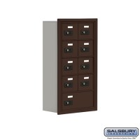 Salsbury Cell Phone Storage Locker - 5 Door High Unit (8 Inch Deep Compartments) - 8 A Doors and 1 B Door - Bronze - Recessed Mounted - Resettable Combination Locks  19058-09ZRC
