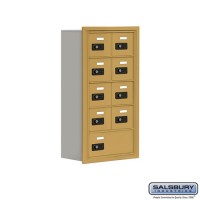 Salsbury Cell Phone Storage Locker - 5 Door High Unit (8 Inch Deep Compartments) - 8 A Doors and 1 B Door - Gold - Recessed Mounted - Resettable Combination Locks  19058-09GRC