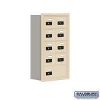 Salsbury Cell Phone Storage Locker - 5 Door High Unit (8 Inch Deep Compartments) - 8 A Doors and 1 B Door - Sandstone - Recessed Mounted - Resettable Combination Locks  19058-09SRC