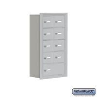 Salsbury Cell Phone Storage Locker - 5 Door High Unit (8 Inch Deep Compartments) - 8 A Doors and 1 B Door - Aluminum - Recessed Mounted - Master Keyed Locks  19058-09ARK