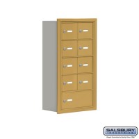Salsbury Cell Phone Storage Locker - 5 Door High Unit (8 Inch Deep Compartments) - 8 A Doors and 1 B Door - Gold - Recessed Mounted - Master Keyed Locks  19058-09GRK
