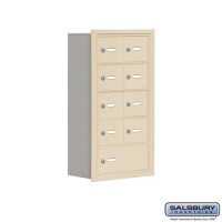 Salsbury Cell Phone Storage Locker - 5 Door High Unit (8 Inch Deep Compartments) - 8 A Doors and 1 B Door - Sandstone - Recessed Mounted - Master Keyed Locks  19058-09SRK