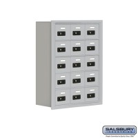 Salsbury Cell Phone Storage Locker - 5 Door High Unit (8 Inch Deep Compartments) - 15 A Doors - Aluminum - Recessed Mounted - Resettable Combination Locks  19058-15ARC