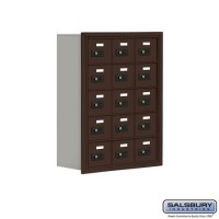 Salsbury Cell Phone Storage Locker - 5 Door High Unit (8 Inch Deep Compartments) - 15 A Doors - Bronze - Recessed Mounted - Resettable Combination Locks  19058-15ZRC