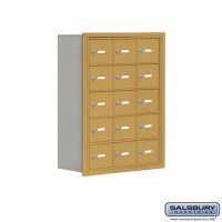 Salsbury Cell Phone Storage Locker - 5 Door High Unit (8 Inch Deep Compartments) - 15 A Doors - Gold - Recessed Mounted - Master Keyed Locks  19058-15GRK
