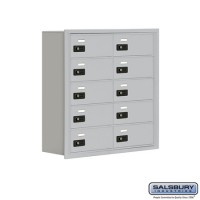Salsbury Cell Phone Storage Locker - 5 Door High Unit (8 Inch Deep Compartments) - 10 B Doors - Aluminum - Recessed Mounted - Resettable Combination Locks  19058-10ARC