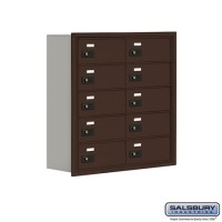 Salsbury Cell Phone Storage Locker - 5 Door High Unit (8 Inch Deep Compartments) - 10 B Doors - Bronze - Recessed Mounted - Resettable Combination Locks  19058-10ZRC