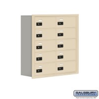 Salsbury Cell Phone Storage Locker - 5 Door High Unit (8 Inch Deep Compartments) - 10 B Doors - Sandstone - Recessed Mounted - Resettable Combination Locks  19058-10SRC