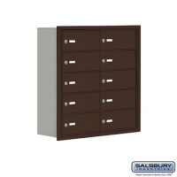 Salsbury Cell Phone Storage Locker - 5 Door High Unit (8 Inch Deep Compartments) - 10 B Doors - Bronze - Recessed Mounted - Master Keyed Locks  19058-10ZRK