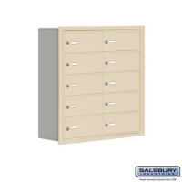 Salsbury Cell Phone Storage Locker - 5 Door High Unit (8 Inch Deep Compartments) - 10 B Doors - Sandstone - Recessed Mounted - Master Keyed Locks  19058-10SRK