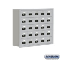 Salsbury Cell Phone Storage Locker - 5 Door High Unit (8 Inch Deep Compartments) - 25 A Doors - Aluminum - Recessed Mounted - Resettable Combination Locks  19058-25ARC