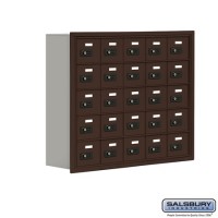 Salsbury Cell Phone Storage Locker - 5 Door High Unit (8 Inch Deep Compartments) - 25 A Doors - Bronze - Recessed Mounted - Resettable Combination Locks  19058-25ZRC