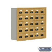 Salsbury Cell Phone Storage Locker - 5 Door High Unit (8 Inch Deep Compartments) - 25 A Doors - Gold - Recessed Mounted - Resettable Combination Locks  19058-25GRC