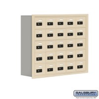 Salsbury Cell Phone Storage Locker - 5 Door High Unit (8 Inch Deep Compartments) - 25 A Doors - Sandstone - Recessed Mounted - Resettable Combination Locks  19058-25SRC