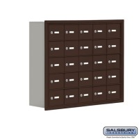 Salsbury Cell Phone Storage Locker - 5 Door High Unit (8 Inch Deep Compartments) - 25 A Doors - Bronze - Recessed Mounted - Master Keyed Locks  19058-25ZRK
