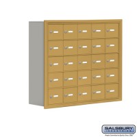 Salsbury Cell Phone Storage Locker - 5 Door High Unit (8 Inch Deep Compartments) - 25 A Doors - Gold - Recessed Mounted - Master Keyed Locks  19058-25GRK