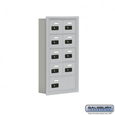 Salsbury Cell Phone Storage Locker - 5 Door High Unit (5 Inch Deep Compartments) - 8 A Doors and 1 B Door - Aluminum - Recessed Mounted - Resettable Combination Locks  19055-09ARC