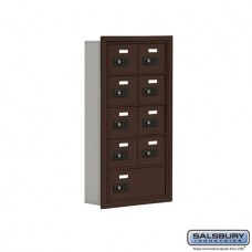 Salsbury Cell Phone Storage Locker - 5 Door High Unit (5 Inch Deep Compartments) - 8 A Doors and 1 B Door - Bronze - Recessed Mounted - Resettable Combination Locks  19055-09ZRC