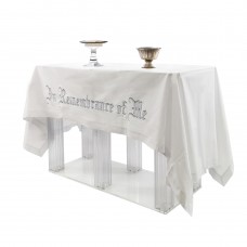 Returned Item! Clear Acrylic Plexiglass Church Holy Communion Table, with NEW Fabric Cover Embroidery 