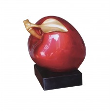 Fixtures Displays Modern Abstract Art Customized Design Glossy Red Apple Resin Sculpture