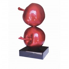 FixtureDisplays® Artificial Resins Double Cherries Design Sculpture Set