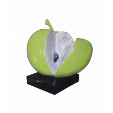 FixtureDisplays® Personalized Green Core Apple Resin Fruit Sculpture