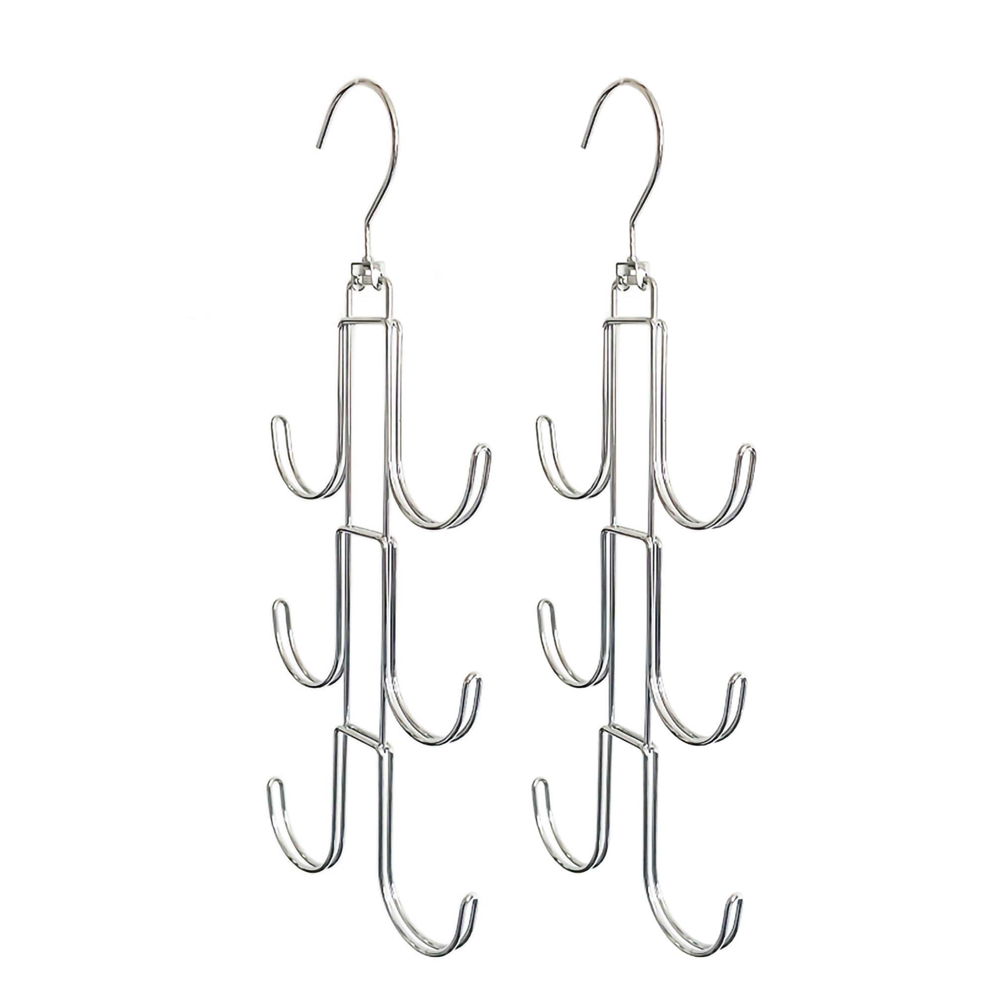 Doulbe Side Hanging U Hooks, 2PK Dual Wire Heavy Duty Silver Hanging Hooks