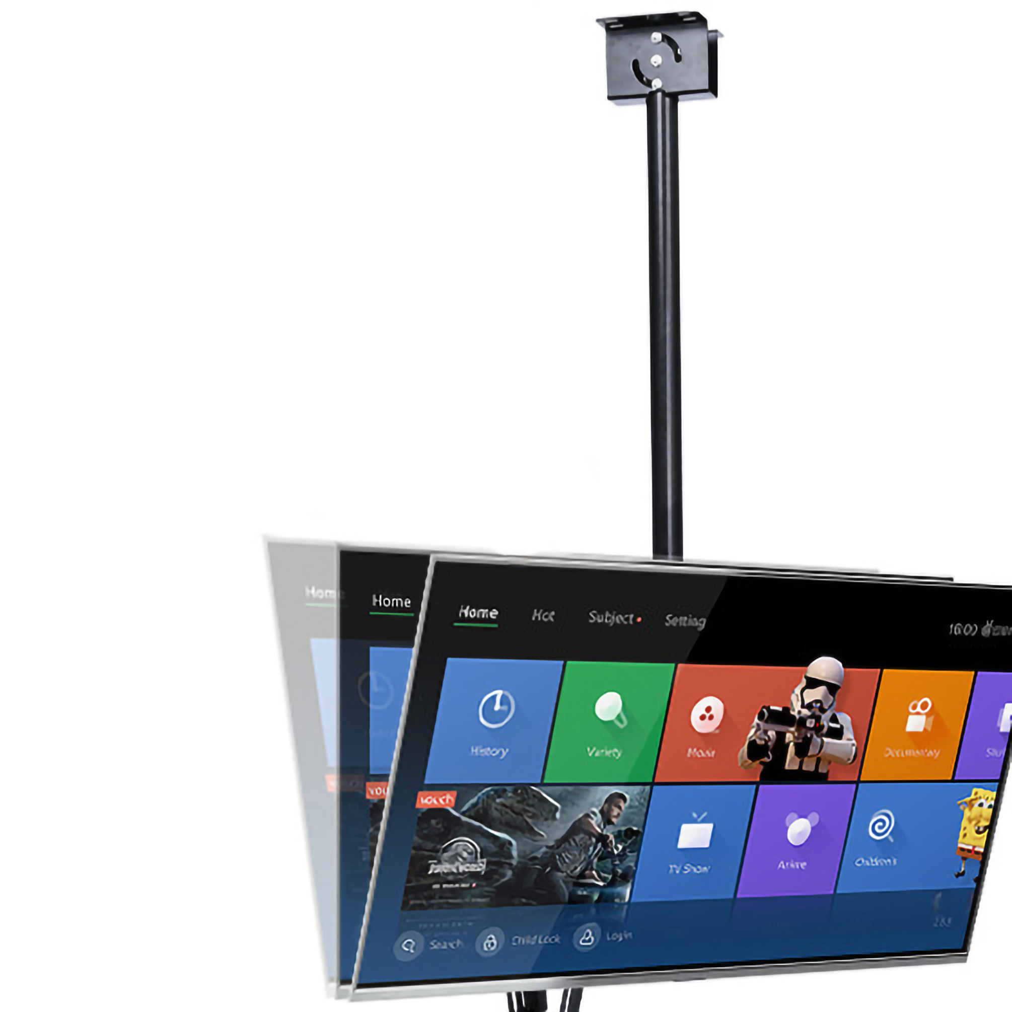 Details About Ceiling Tv Mount 2 Screens 42 To 75 Double Sided Height Adjustable Tilt Pan